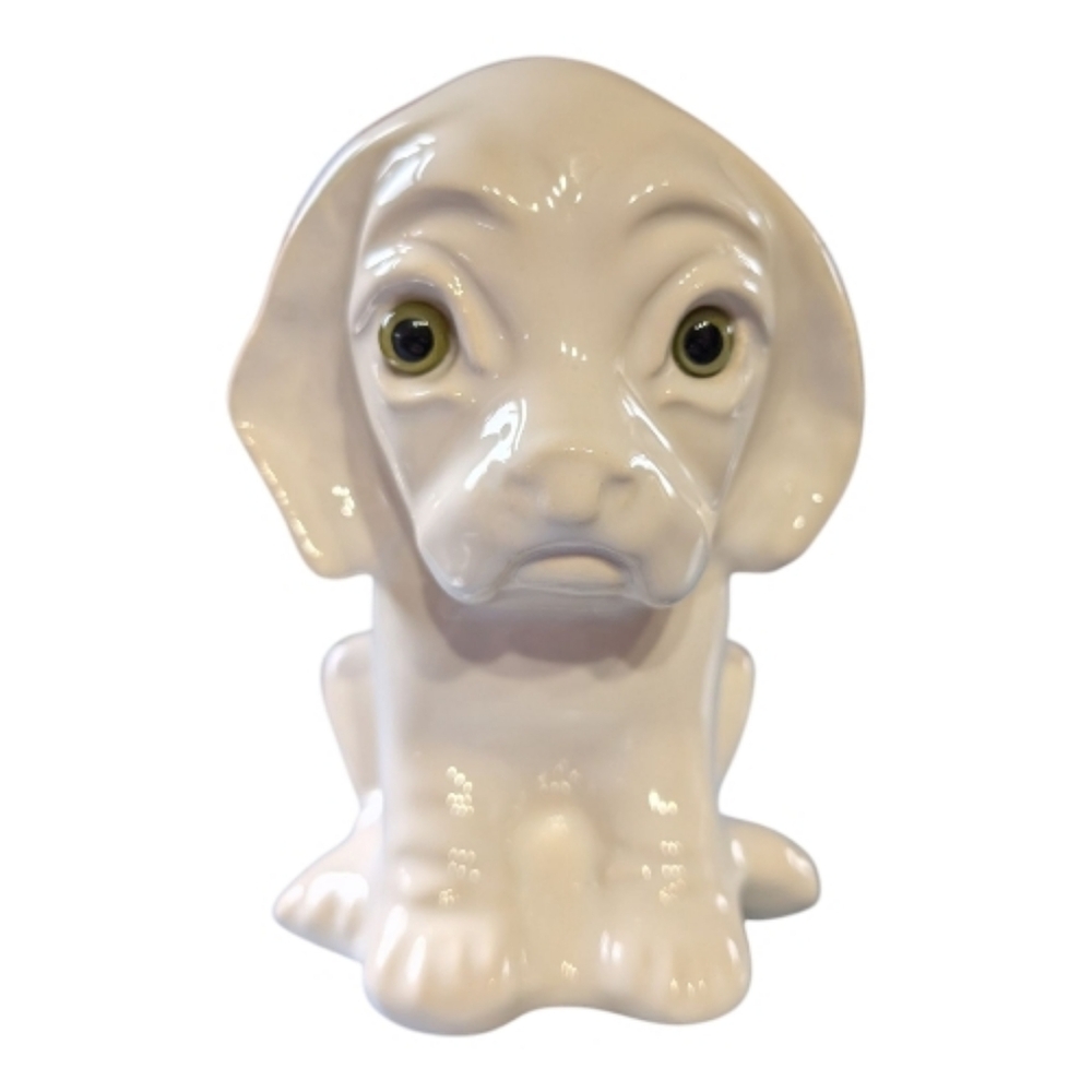 RARE Vtg Canadiana Pottery "The Collectables" White Dog Figurine Glass Eyes 303